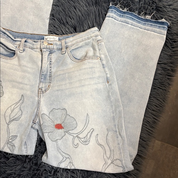 Jessica Simpson Light Blue Floral Embroidered Jeans - Picture 3 of 16
